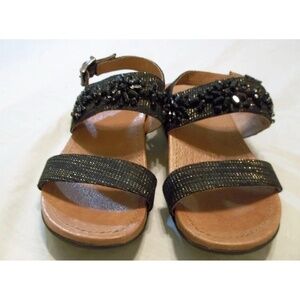 NURTURE by Lamaze Sandals Womens US 8.5M Black Beaded Ankle Strap Flat Casual